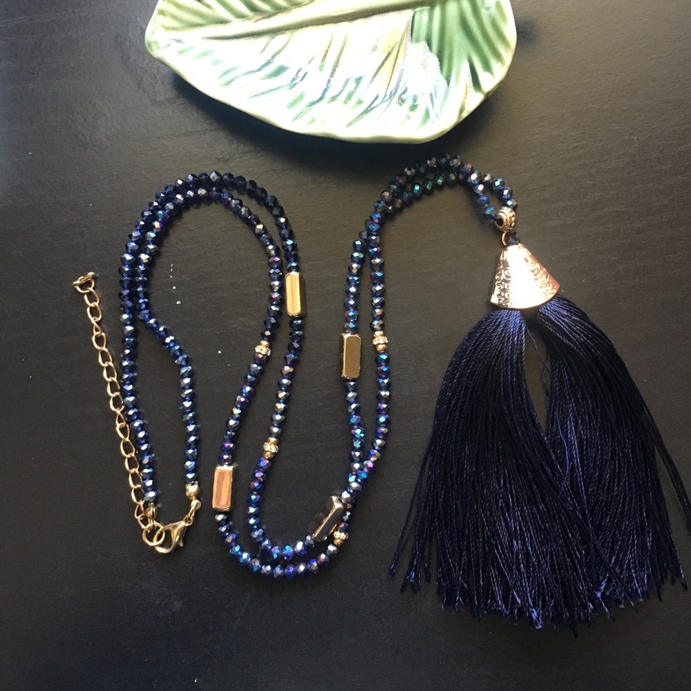 Express Navy Tassel Necklace